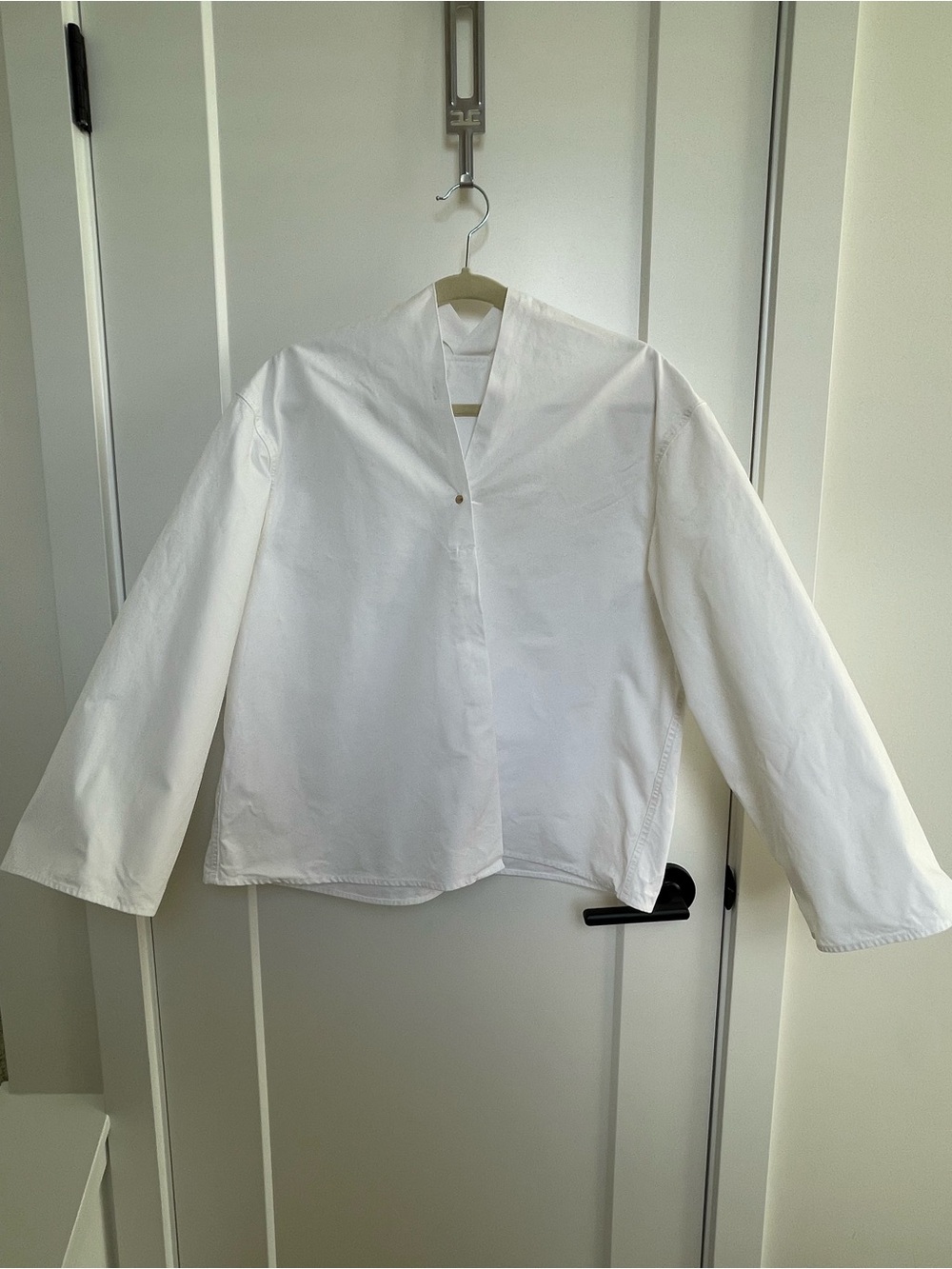 LUCAS EMILY LOUIE 100% Cotton White Split Neck Top / Blouse